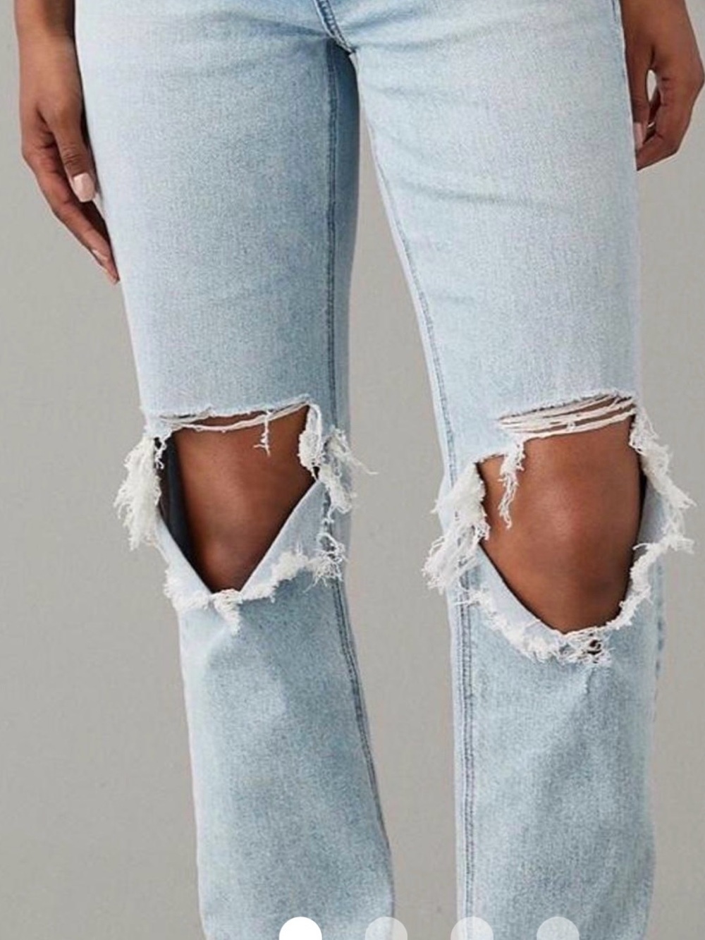 American Eagle Outfitters Light Blue Distressed Straight-Leg Jeans